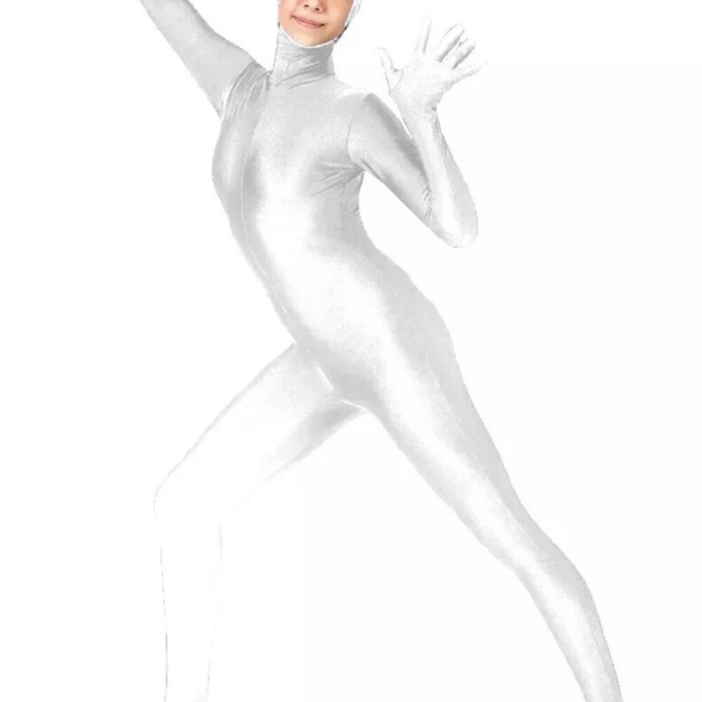 GHOST WHITE UNITARD 2ND SKIN HALLOWEEN COSTUME ZENTAI ALTSKIN OPEN FACE NEW